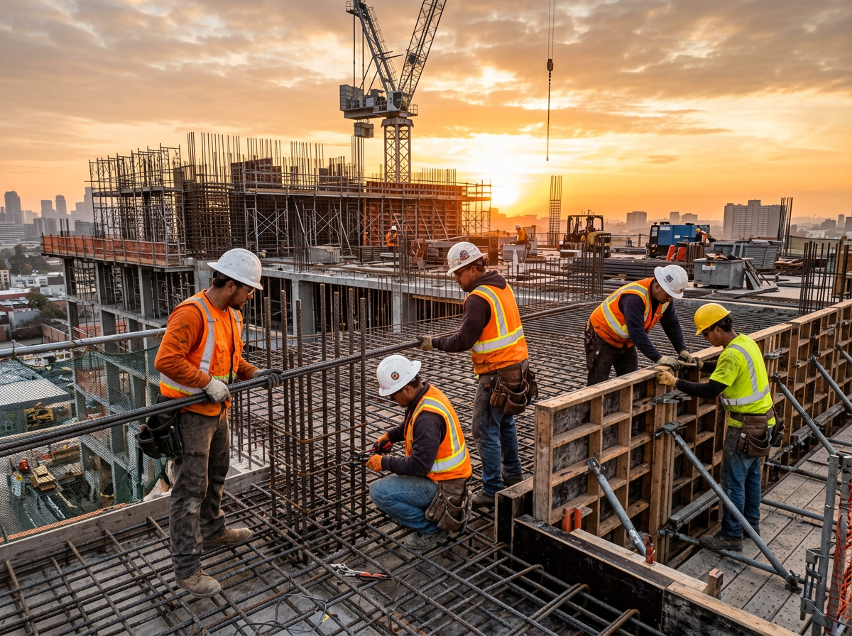 Construction workers on site